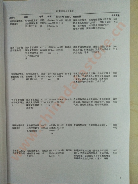 河南物流企業(yè)黃頁收錄了最新的河南物流企業(yè)名單，具有極高的營銷價(jià)值，實(shí)實(shí)在在提高銷售業(yè)績